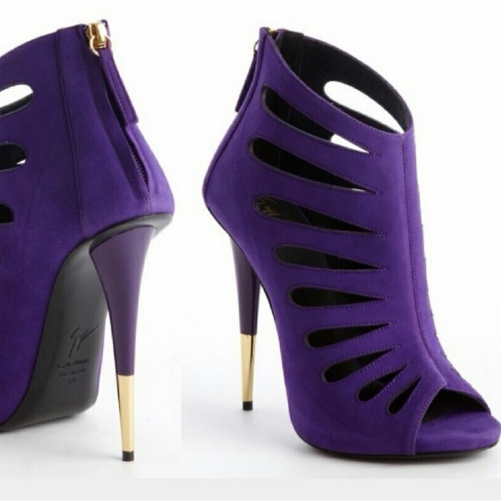 Giuseppe Zanotti Purple Suede Peep Toe